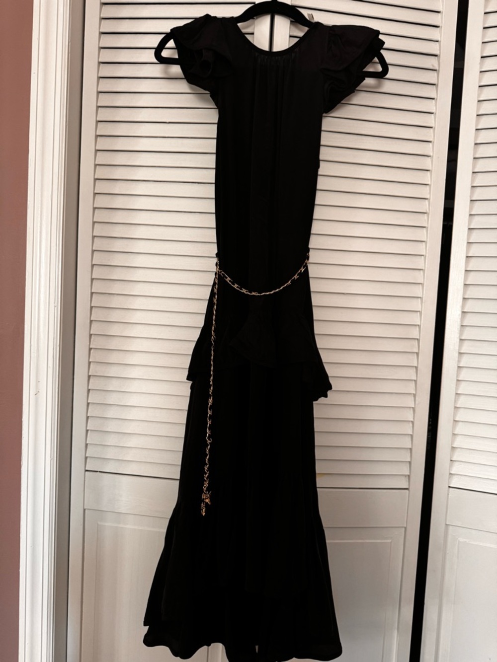 Zimmermann Black Midi Dress with Chain Belt